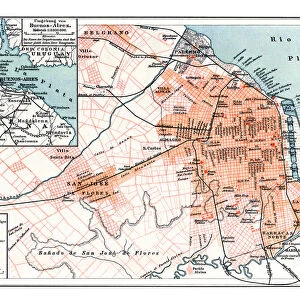 Antique map of Buenos Aires Argentina 1898