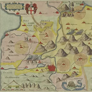 Antique map of the tribes in the holy land
