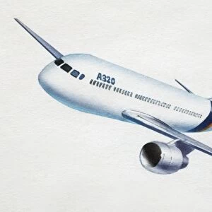 Artwork of a white jet aeroplane