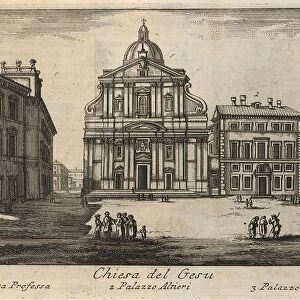 Chiesa del Gesu with Casa Professa, Palazzo Altieri and Palazzo Petronij, Rome, Italy, 1767, digital reproduction of an 18th century original, original date not known