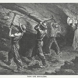 Coal miners, wood engraving, published in 1877