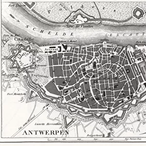 Engraving: Map of Antwerp