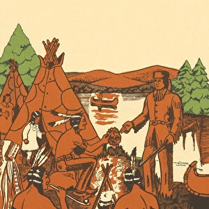 Frontiersman Meeting a Group of Natives