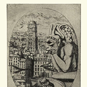 Le stryge Gargoyle, Notre Dame, by Charles Meryon