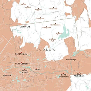 MA Hampden Ludlow Vector Road Map