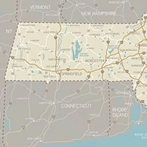 Map of Massachusetts with highways