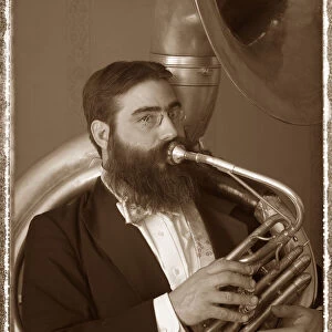 Old Fashioned Portrait of a Male Tuba Player