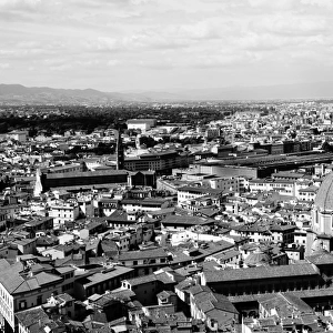 Overview on Florence in Black and White, Old City, Italy