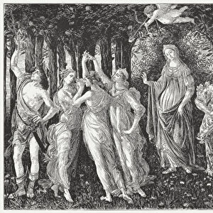 The Primavera, painted by Sandro Botticelli, wood engraving, published 1884