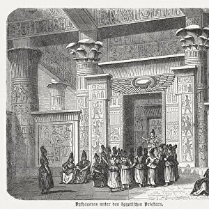 Pythagoras among the Egyptian priests, wood engraving, published in 1880