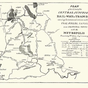Railway map of Central junction railway connecting London 1820