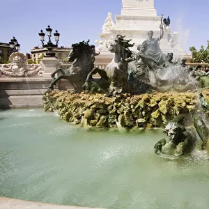 Statues at a fountain, Fontaine Des Quinconces, Monument Aux Girondins, Bordeaux, Aquitaine, France