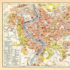 Vintage map of Rome Italy 1898