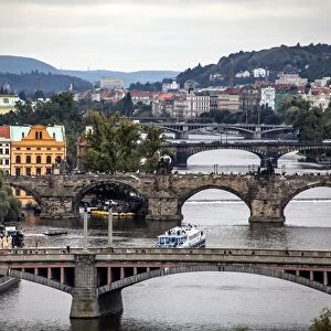 The Vltava river and Charles bridge in Prague