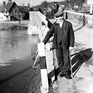 Georger Dunter of Eynsford poses on the bridge over the River Darent