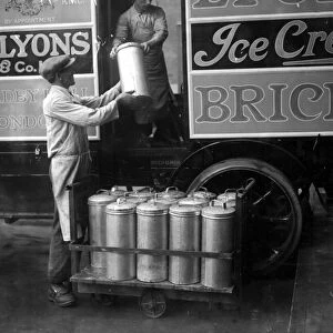 Making Ice bricks at Cady Hall. Despatching the bricks in special containers to the various depots