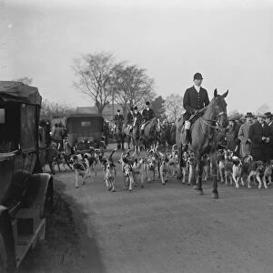Opening meet of the Quorn Hunt at Kirby Gate. The huntsman with the pack. 10