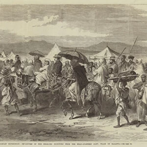 The Abyssinian Expedition, Departure of the Released Prisoners from the Head-Quarters Camp, Plain of Dalanta (engraving)