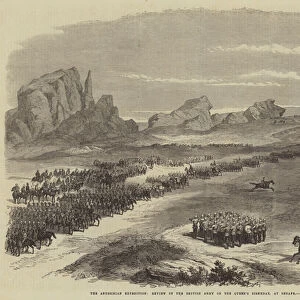 The Abyssinian Expedition, Review of the British Army on the Queens Birthday, at Senafe (engraving)