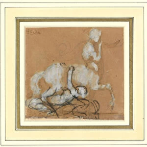 Achilles and Cheiron (graphite, chalk & brown wash with white heightening on paper)