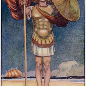 Achilles, fleetest of foot, and bravest of all Greek heroes (colour litho)