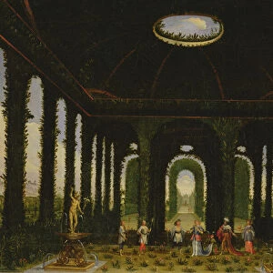 Act III, scenes XI and XIII: garden in the form of a pavillion (oil on canvas)