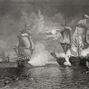 Action between Bonhomme Richard and the Serapis, 23rd September 1779 (engraving)