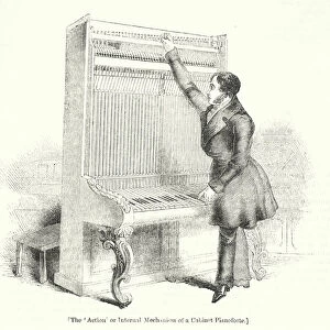 The Action or Internal Mechanism of a Cabinet Pianoforte (engraving)