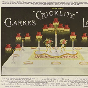 Advertisement, Clarkes Cricklite Lamps (chromolitho)