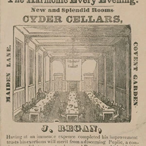Advert for Cyder Cellars, Maiden Lane, Covent Garden (engraving)