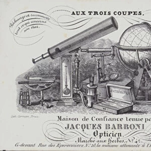Advertisement for Jacques Barboni optical instruments (litho)