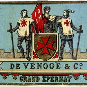 Advertising label of "Venoge - Grand Epernay"(knights of Malta)