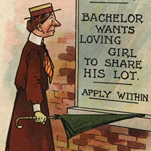 Advertisement for a wife (colour litho)