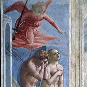 Adam and Eve hunt out of Heaven. (fresco, 1428)