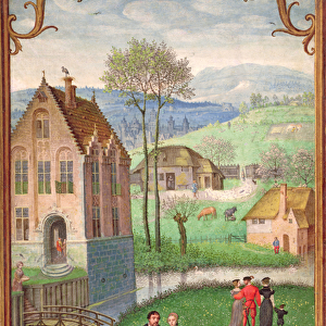 Add 18855 April: courting couples, from a Book of Hours, c. 1540 (vellum)