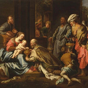 Adoration of the Kings, after van Loon (oil on panel)