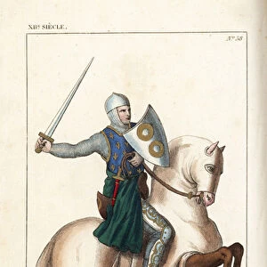 Aimery de Guillaume Berard, French knight, condottiere and commander of the Florentine army at the battle of Campaldino, 1289. from "French Costumes from King Clovis to Our Days, "Massard, Mifliez, Paris, 1834