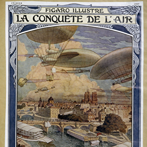 Air conquete: airship, balloon and hot air balloon over Paris - cover in "