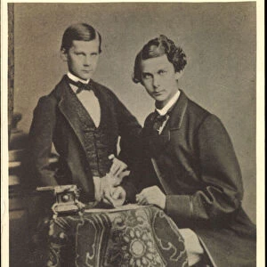 Ak King Ludwig II of Bavaria and young man, Otto (b / w photo)
