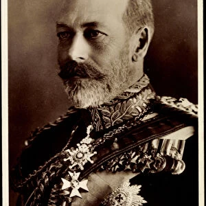Ak His Majesty King George V, Konig Georg V, Portrait, Uniform, Medals (b / w photo)