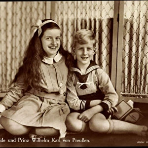 Ak Princess Herzeleide and Prince William Charles of Prussia (b / w photo)