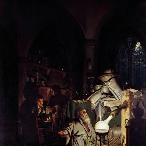 Alchemist tempting to discover the philosophical stone Painting by Joseph Wright Of Derby