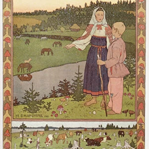 Alionouchka and Ivanouchka, 1901 (colour litho)