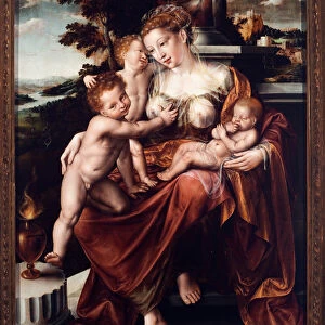 Allegorie charity. Painting by Jan Massys (Matsys or Metsys or Matsijs) (1509-1575