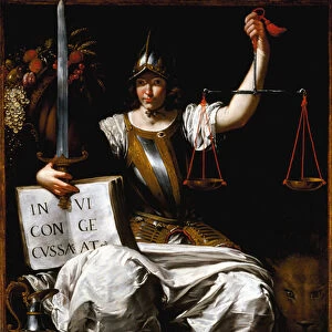 Allegory of Justice as a Woman Holding a Sword and a Scale Painting by Giovanni Andrea de