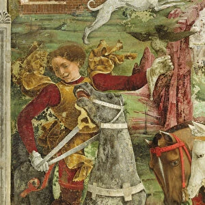 Allegory of March: Borso d Este, prince of Ferrare leaving for the hunt, detail with a falcon