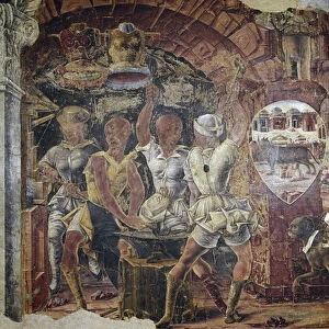 Allegory of september, detail of triumph of Vulcan, view of his smithy detail - fresco by