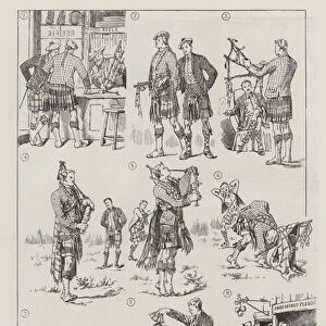 Amateurs with the Highland Bagpipes (engraving)