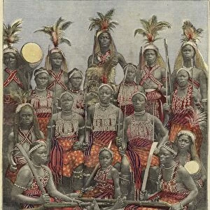 Amazons, warriors and witch doctors of Dahomey (coloured engraving)