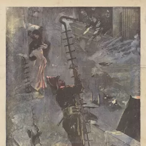 How American Firefighters Rescue People During a Fire (Colour Litho)